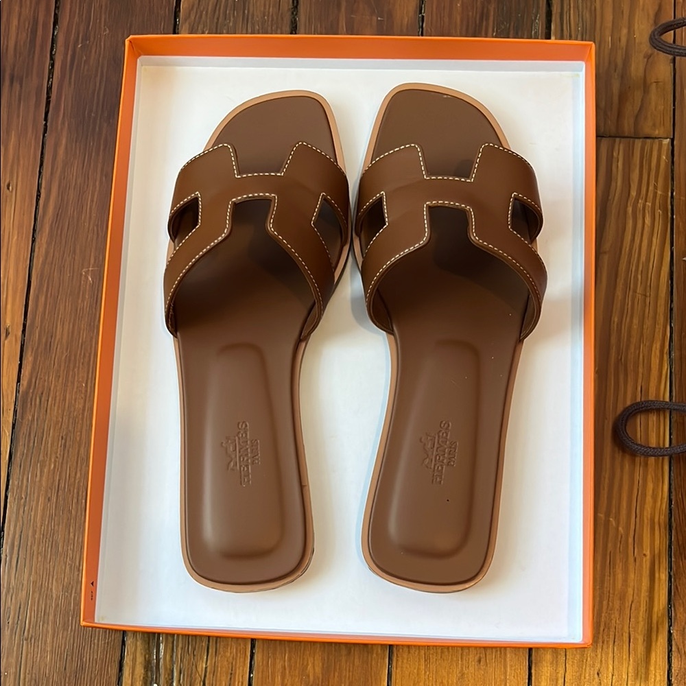 Hermes Sandals - Brown, Size 38